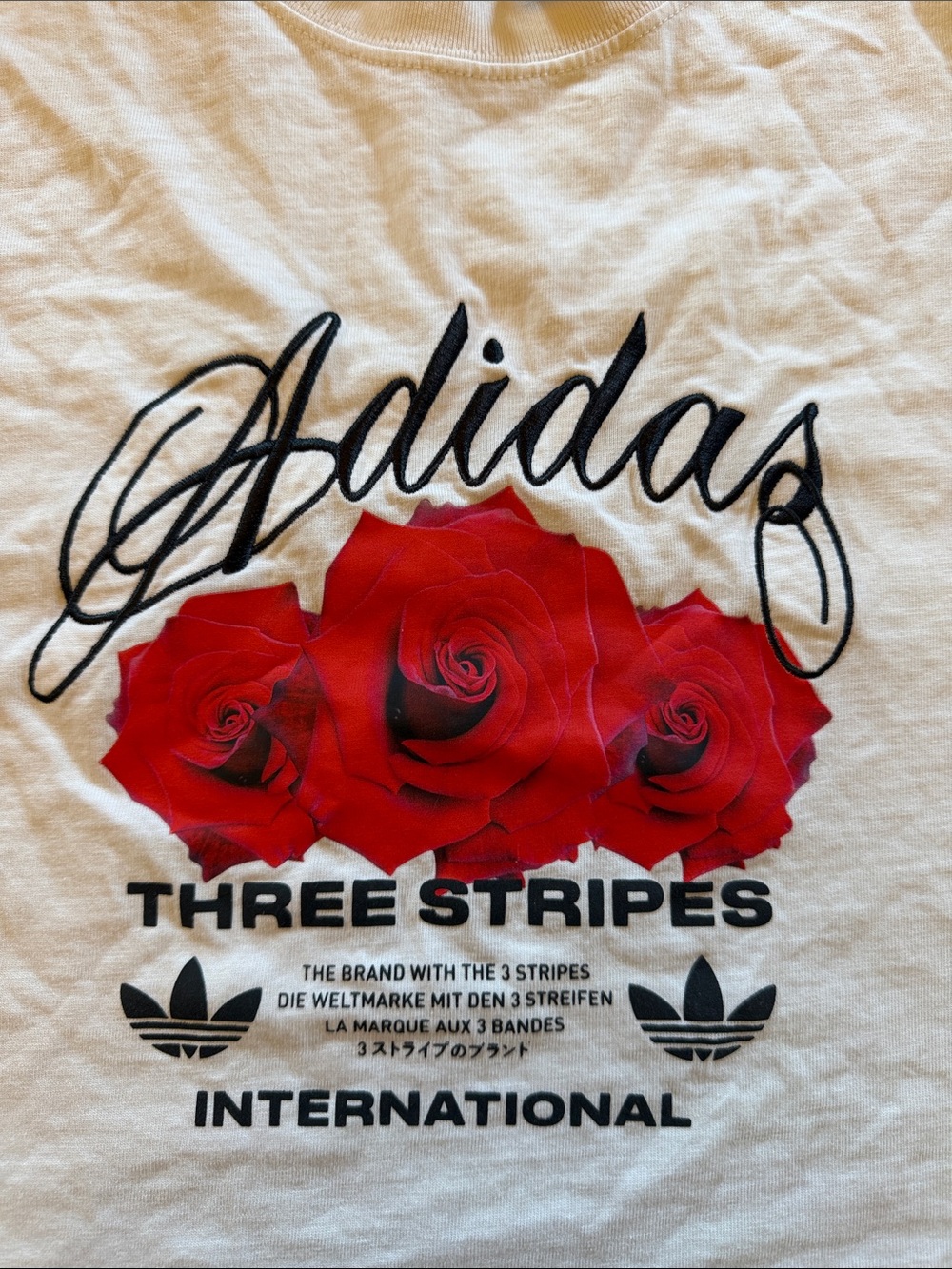 adidas Women’s White Short-Sleeve Crop Tee Limited Edition - Picture 2 of 4